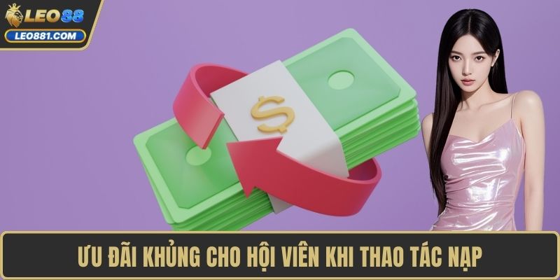 Ưu đãi khủng cho hội viên khi thao tác nạp